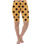 Polka Dots - Black on Pastel Orange Cropped Leggings