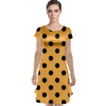 Polka Dots - Black on Pastel Orange Cap Sleeve Nightdress