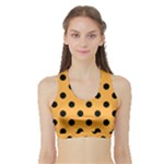 Polka Dots - Black on Pastel Orange Women s Sports Bra with Border
