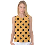 Polka Dots - Black on Pastel Orange Women s Basketball Tank Top