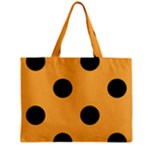 Polka Dots - Black on Pastel Orange Zipper Mini Tote Bag
