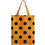 Polka Dots - Black on Pastel Orange Zipper Classic Tote Bag