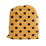 Polka Dots - Black on Pastel Orange Drawstring Pouch (XXl)
