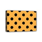 Polka Dots - Black on Pastel Orange Mini Canvas 6  x 4  (Stretched)
