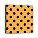 Polka Dots - Black on Pastel Orange Mini Canvas 6  x 6  (Stretched)