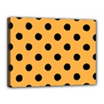 Polka Dots - Black on Pastel Orange Canvas 16  x 12  (Stretched)