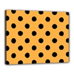 Polka Dots - Black on Pastel Orange Canvas 20  x 16  (Stretched)