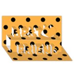 Polka Dots - Black on Pastel Orange Best Friends 3D Greeting Card (8x4)
