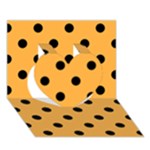Polka Dots - Black on Pastel Orange Heart 3D Greeting Card (7x5)