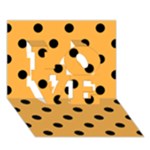 Polka Dots - Black on Pastel Orange LOVE 3D Greeting Card (7x5)