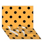 Polka Dots - Black on Pastel Orange LOVE Bottom 3D Greeting Card (7x5)
