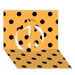 Polka Dots - Black on Pastel Orange Peace Sign 3D Greeting Card (7x5)