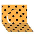 Polka Dots - Black on Pastel Orange Circle 3D Greeting Card (7x5)