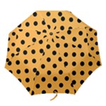Polka Dots - Black on Pastel Orange Folding Umbrella