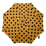 Polka Dots - Black on Pastel Orange Hook Handle Umbrella (Large)