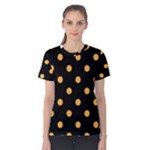 Polka Dots - Pastel Orange on Black Women s Cotton Tee
