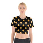 Polka Dots - Pastel Orange on Black Cotton Crop Top