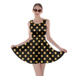 Polka Dots - Pastel Orange on Black Skater Dress