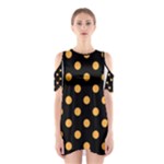 Polka Dots - Pastel Orange on Black Women s Cutout Shoulder Dress