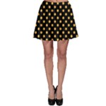 Polka Dots - Pastel Orange on Black Skater Skirt