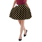 Polka Dots - Pastel Orange on Black A-Line Pocket Skirt