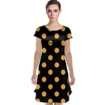 Polka Dots - Pastel Orange on Black Cap Sleeve Nightdress