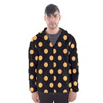 Polka Dots - Pastel Orange on Black Hooded Wind Breaker (Men)