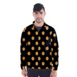 Polka Dots - Pastel Orange on Black Wind Breaker (Men)