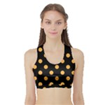 Polka Dots - Pastel Orange on Black Women s Sports Bra with Border