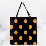 Polka Dots - Pastel Orange on Black Grocery Tote Bag