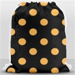 Polka Dots - Pastel Orange on Black Drawstring Bag (Large)