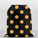Polka Dots - Pastel Orange on Black Drawstring Bag (Small)