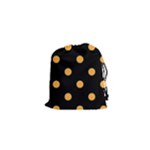 Polka Dots - Pastel Orange on Black Drawstring Pouch (XS)