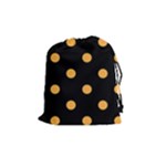Polka Dots - Pastel Orange on Black Drawstring Pouch (M)