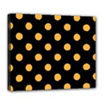 Polka Dots - Pastel Orange on Black Deluxe Canvas 24  x 20  (Stretched)