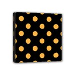 Polka Dots - Pastel Orange on Black Mini Canvas 4  x 4  (Stretched)