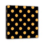 Polka Dots - Pastel Orange on Black Mini Canvas 6  x 6  (Stretched)