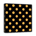 Polka Dots - Pastel Orange on Black Mini Canvas 8  x 8  (Stretched)