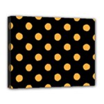 Polka Dots - Pastel Orange on Black Canvas 14  x 11  (Stretched)