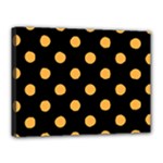 Polka Dots - Pastel Orange on Black Canvas 16  x 12  (Stretched)