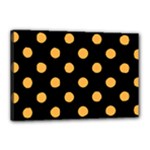 Polka Dots - Pastel Orange on Black Canvas 18  x 12  (Stretched)