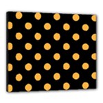 Polka Dots - Pastel Orange on Black Canvas 24  x 20  (Stretched)