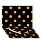 Polka Dots - Pastel Orange on Black Heart Bottom 3D Greeting Card (7x5)