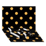 Polka Dots - Pastel Orange on Black LOVE Bottom 3D Greeting Card (7x5)