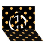 Polka Dots - Pastel Orange on Black Peace Sign 3D Greeting Card (7x5)