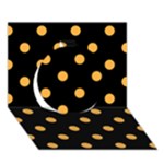 Polka Dots - Pastel Orange on Black Circle 3D Greeting Card (7x5)