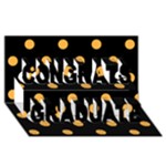 Polka Dots - Pastel Orange on Black Congrats Graduate 3D Greeting Card (8x4)
