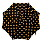 Polka Dots - Pastel Orange on Black Hook Handle Umbrella (Medium)