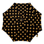 Polka Dots - Pastel Orange on Black Hook Handle Umbrella (Large)