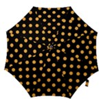Polka Dots - Pastel Orange on Black Hook Handle Umbrella (Small)